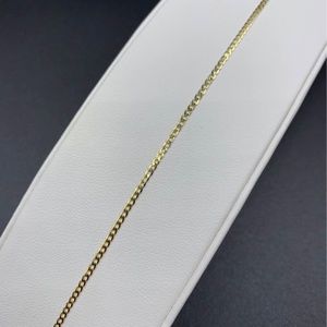 - 10K Yellow Gold Solid Anklet 1.5mm Curb Chain, 9″+1″